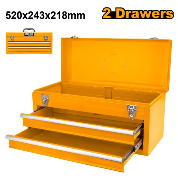 INGCO Metal Tool Box - 2 Drawers Empty - HTB06 | Portable Tool Storage | Garage & Workshop Organizer
