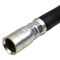 Close-up of tinned cable ferrule connector, standard type. Shows end view and crimped section of the cable end terminal.