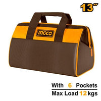 INGCO Tool Bag 13 Inch HTBG281328, 12 KG Max Load, Heavy Duty Tool Organizer, Portable Tool Carrier