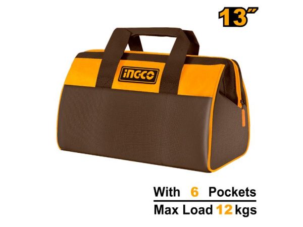INGCO Tool Bag 13 Inch HTBG281328, 12 KG Max Load, Heavy Duty Tool Organizer, Portable Tool Carrier