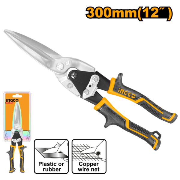 INGCO Aviation Snips 300mm - Metal Cutting Shears, Straight Cut, Heavy Duty Tool