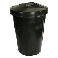 Black 85 Litre Refuse Bin with Lid (450mm x 630mm). Plastic Trash Can for Home & Garden. Global Refuse Bin.