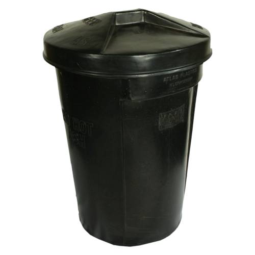 Black 85 Litre Refuse Bin with Lid (450mm x 630mm). Plastic Trash Can for Home & Garden. Global Refuse Bin.