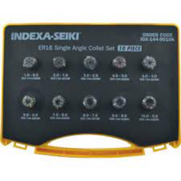 INDEXA-SEIKI ER16 Single Angle Collet Set - 10 Piece - High Precision Tooling