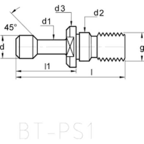 INDEXA BT30-Type PS1 MAS 403 Pull Stud Technical Drawing - CNC Milling Tool Part Diagram at chavda.com