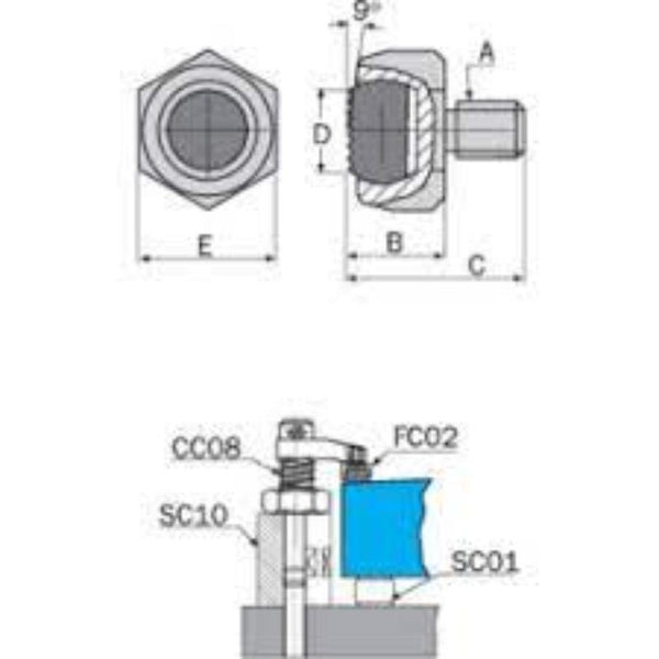 INDEXA FC02 M12 Serrated Ball End - chavda.com Technical Drawing