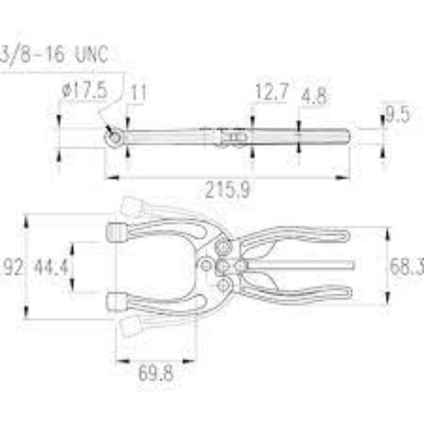INDEXA HH318SF Plier Type Toggle Clamp Drawing: Dimensions & Technical Specs