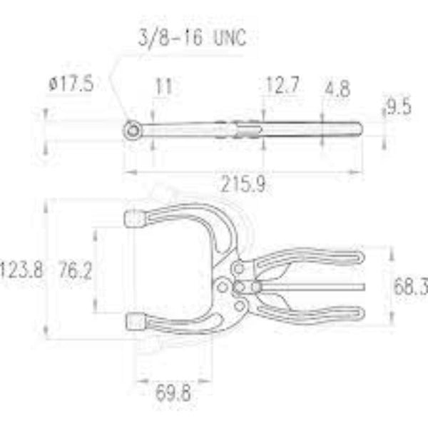 INDEXA HH318SA Plier Type Toggle Clamp Dimension Drawing: Toggle Clamp, Plier Tool, HH318SA Dimensions
