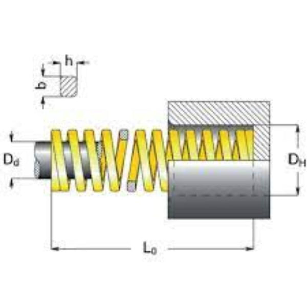 INDEXA EHLY-20X64 Yellow Die Spring Drawing - Extra Heavy Load. View dimensions: Dd, DH, L0, b, h - chavda.com