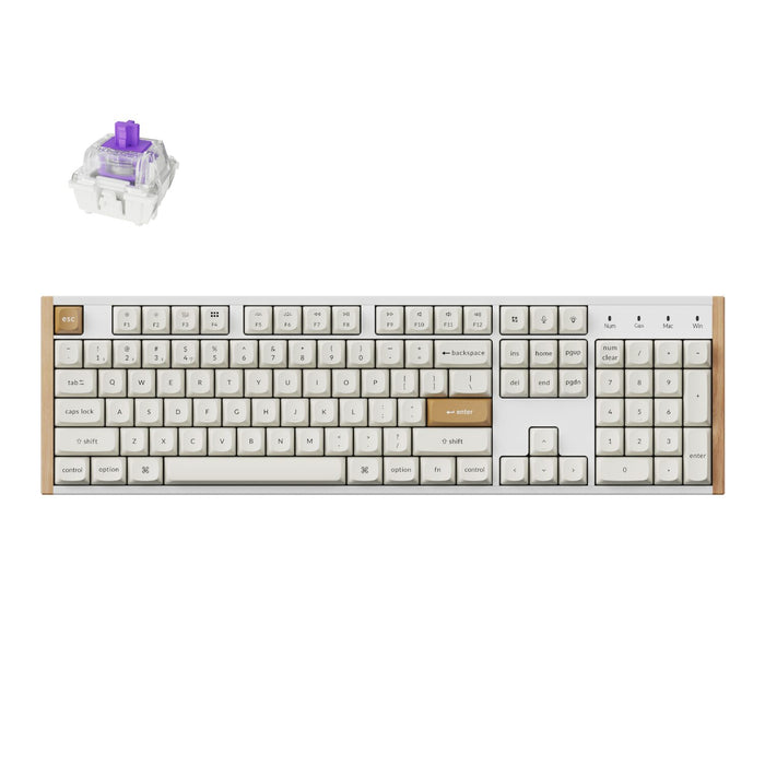 Keychron K10 HE Special Edition Full-size Hot-Swap Gateron Dbl-Rail Nebula Switch RGB Wireless Keyboard - White (Wood + Al) Keychron