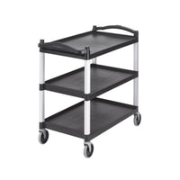 BCE KD Black Utility Cart - 3 Tier Service Cart for Restaurant, Kitchen, Catering - KCL0001