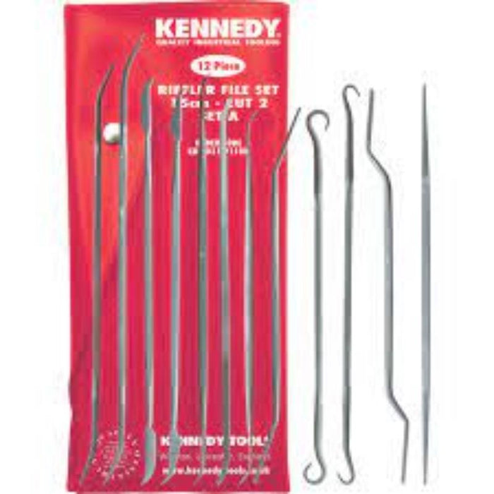 KENNEDY Riffler File Set, 12 Piece Cut 2 - Precision Metalworking Files for Detail Work