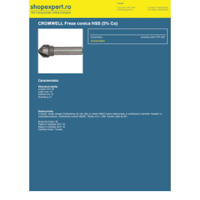 CROMWELL Freza conica HSS (5% Co)
