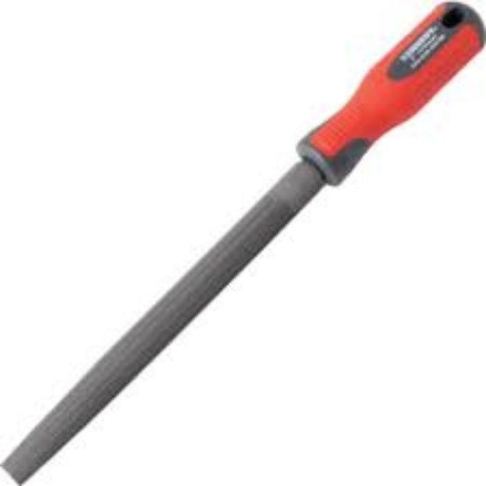 Kennedy 10-inch Half-Round Bastard File with Handle - Metal File Hand Tool
