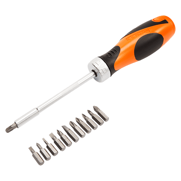 Kendo Ratchet Screwdriver Set - 12 Bits, Magnetic Screwdriver with Multiple Heads