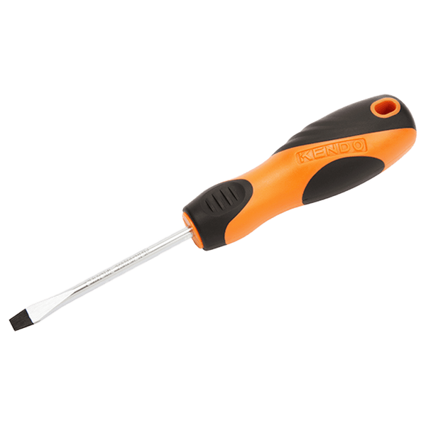Kendo Electrician's Flat Head Screwdriver - Bi-Material Handle, Magnetic Tip