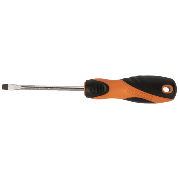 Kendo Flathead Screwdriver - 6x100mm Chrome Vanadium Steel Screwdriver with Bi-Material Handle