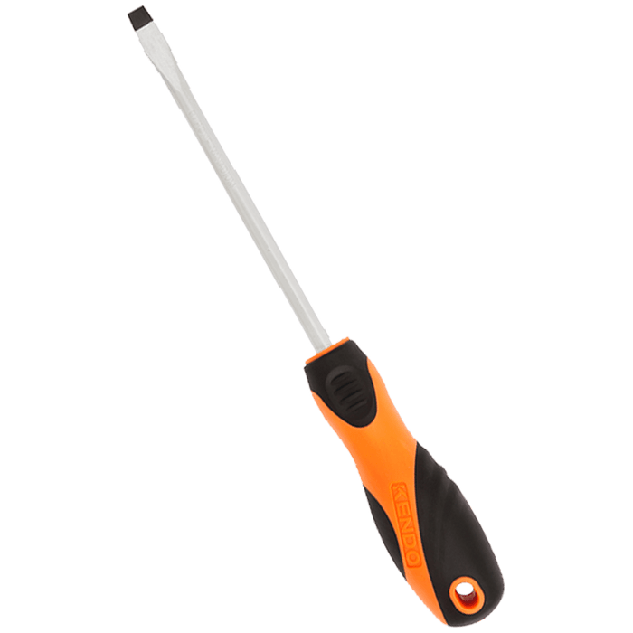 Kendo Flathead Screwdriver KEN20116, Orange Black Handle - Mechanic's Screwdriver
