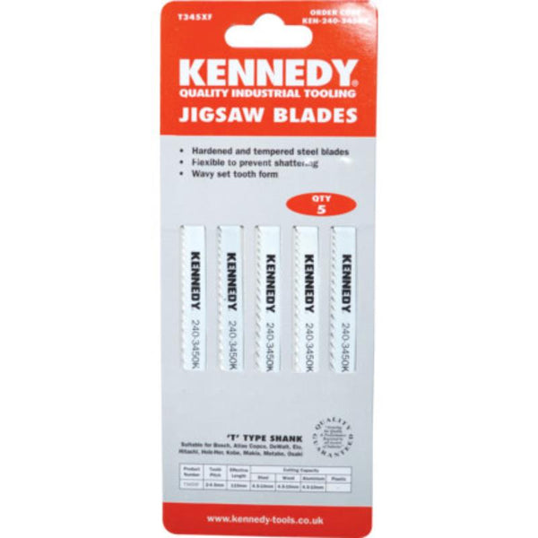 Kennedy Jigsaw Blades, Equivalent to Bosch T345XF, 5-Pack (KEN2403450K). Quality Tooling.