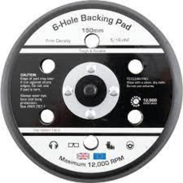 Kennedy 150mm 6-Hole Sanding Pad: Hook-N-Loop, 5/16