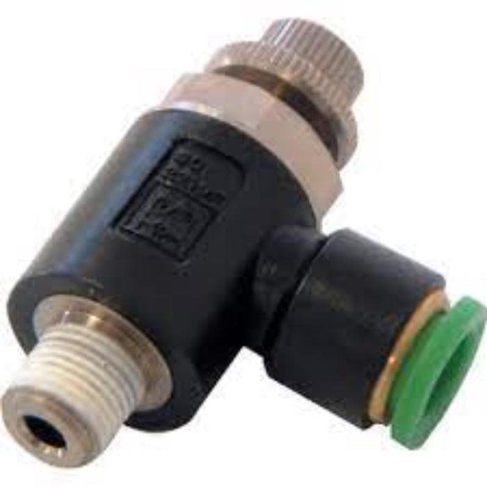 Kennedy Flow Control Valve - 10mm Pneumatic Fitting with G1/4 Thread - Adjustable Air Restrictor.