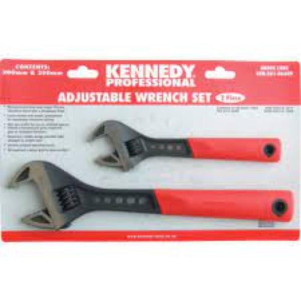 Kennedy Adjustable Wrench Set: 8 & 12 Inch Soft Grip Wrenches. Professional Tool Set for Mechanics & DIY Projects.