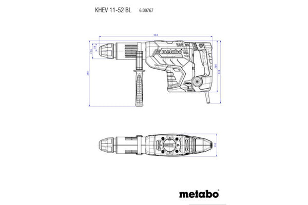 Metabo KHEV 11-52 BL Combination Hammer Dimensions - Technical Drawing