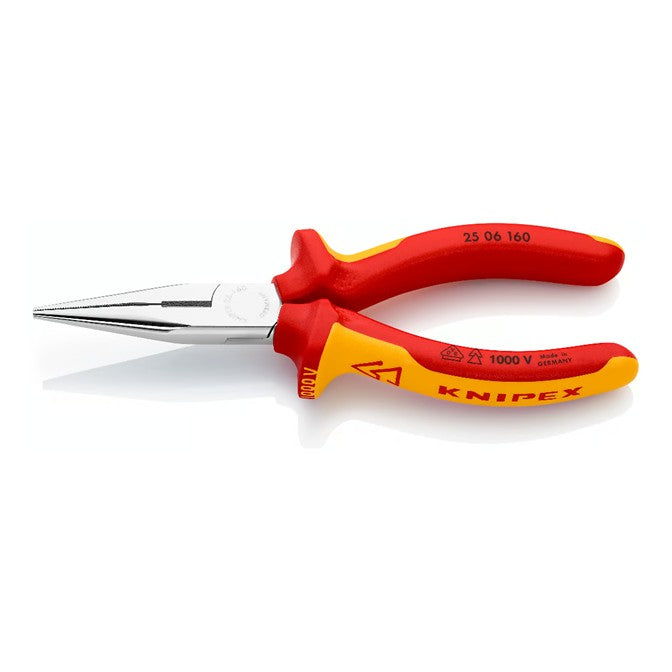 Knipex PLIER - LONG NOSE/RADIO 160MM WITH CUTTER VDE 1000V - KPX2506160
