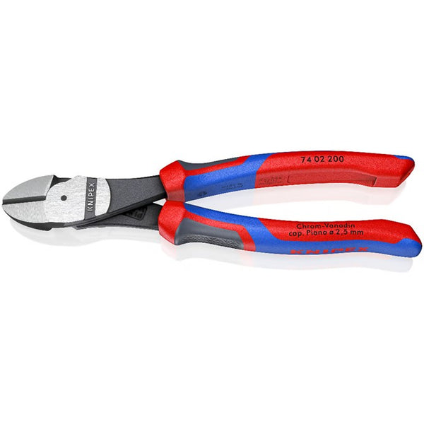 Knipex CUTTER - DIAGONAL 200MM HIGH LEVERAGE MULTI C HANDLE - KPX7402200