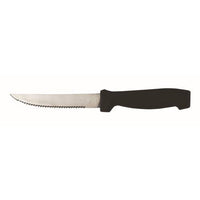 Steak Knife 125mm Sharp Tip Serrated Blade Black Handle - Durable Restaurant Quality Cutlery