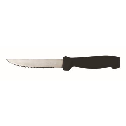 Steak Knife 125mm Sharp Tip Serrated Blade Black Handle - Durable Restaurant Quality Cutlery