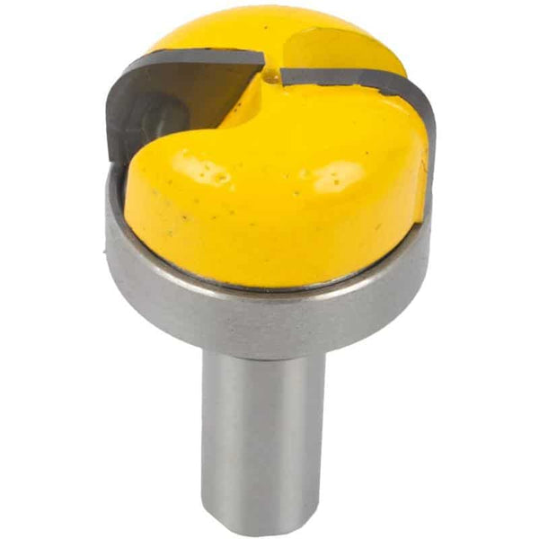 Dish Carving Router Bit: 1-1/4"D x 5/8"L, 1/4"R, 1/2" Shank with Bearing. Woodworking tool for carving and shaping wood.