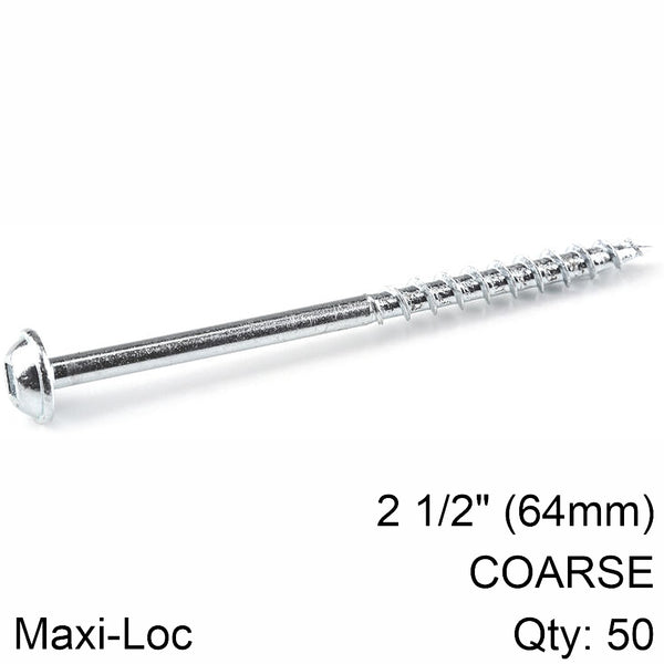 KREG ZINC POCKET HOLE SCREWS 64MM 2.50' #8 COARSE THREAD MX LOC 50CT