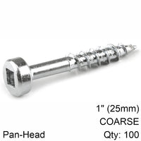 KREG ZINC POCKET HOLE SCREWS 25MM 1.00' #7 COARSE THREAD PAN HEAD 100C
