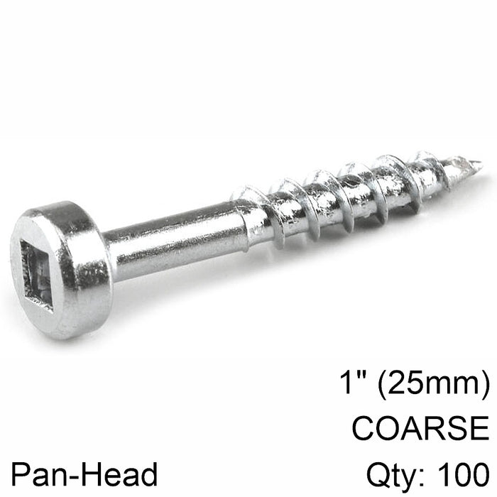KREG ZINC POCKET HOLE SCREWS 25MM 1.00' #7 COARSE THREAD PAN HEAD 100C