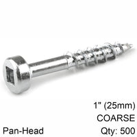 KREG ZINC POCKET HOLE SCREWS 25MM 1.00' #7 COARSE THREAD PAN HEAD 500C