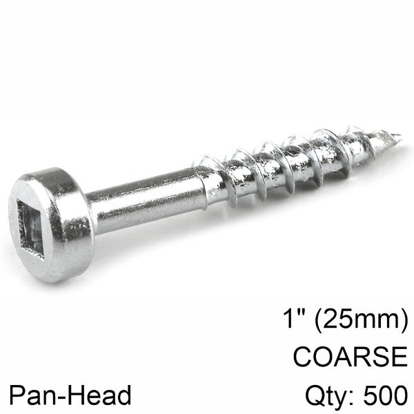 KREG ZINC POCKET HOLE SCREWS 25MM 1.00' #7 COARSE THREAD PAN HEAD 500C