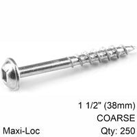Kreg Kreg Zinc Pocket Hole Screws 38 Mm 1.50' #8 Coarse Thread Mx Loc 250 Ct Kr Sml C150 250
