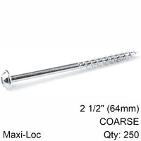 Kreg Kreg Zinc Pocket Hole Screws 64 Mm 2.50' #8 Coarse Thread Mx Loc 250 Ct Kr Sml C250 250