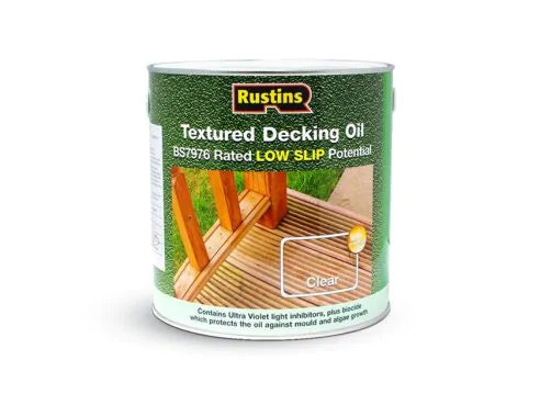 Rustins Textured Decking Oil 2.5L - Low Slip Wood Protector, Clear Finish for Decks & Outdoor Furniture
