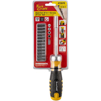 Tork Craft KT2676 Ratchet Screwdriver Set, 12-in-1, CrV Steel, Magnetic Tip. Versatile Bit Driver