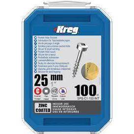 Kreg Pocket Hole Screws 1' Coarse -100Ct KR SPS-C1-100-INT - KR-SPS-C1-100