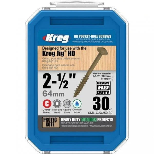 Kreg Kreg Hd Protec Kote Pocket Hole Screws 64 Mm 2.50' #14 Coarse Thread Mx Kr Sml C2 X250 30