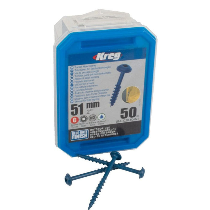 KREG Blue Kote Pocket Hole Screws 51Mm 2.00' #8 Coarse Thread Mx Loc 5 - KR SML-C2B-50-INT