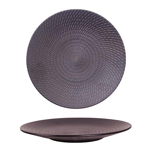 LUZERNE Urban Black Swirl Round Coupe Plate 31cm - Designer Dining & Restaurant Tableware