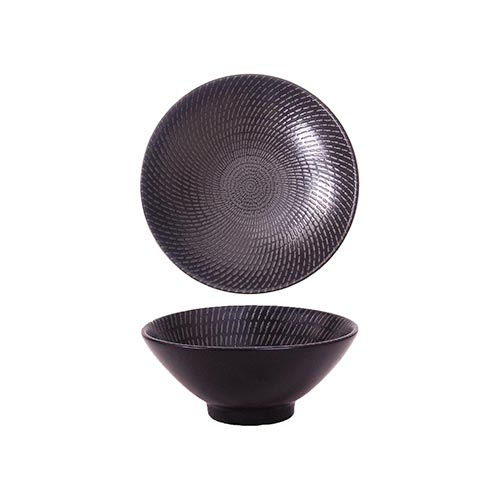 LUZERNE URBAN Black Swirl Round V-Bowl 10cm | Modern Fine Dining Bowl | Chavda.com