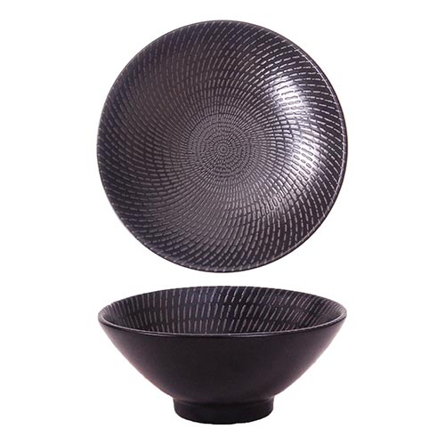 LUZERNE URBAN Black Swirl Round V-Bowl - 18cm - Designer Bowl for Fine Dining, Restaurant & Home Use | Chavda.com