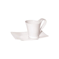 Luzerne New Bone White Zen Cup 7cl & Saucer. Modern Design Coffee/Tea Cup. Dishwasher Safe.
