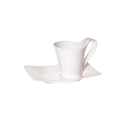 Luzerne New Bone White Zen Cup 7cl & Saucer. Modern Design Coffee/Tea Cup. Dishwasher Safe.