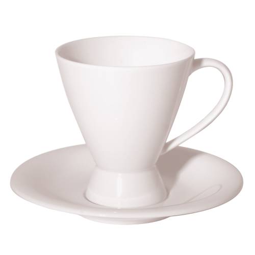 LUZERNE White Cup and Saucer Set - Fine Bone China, Elegant Design, Kitchenware